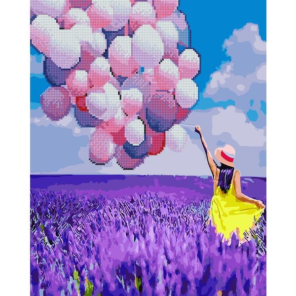 Алмазна мозаїка та картина за номерами Brushme Кульки у лавандовому полі 40х50 см у коробці (BGZS1128) Алмазна мозаїка та картина за номерами Brushme Кульки у лавандовому полі 40х50 см у коробці (BGZS1128)
