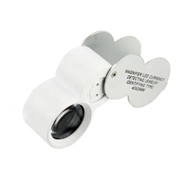 Ювелірна лупа Magnifier 9888 з LED-підсвіткою й ультрафіолетом 40Х збільшення 25 мм Чорний