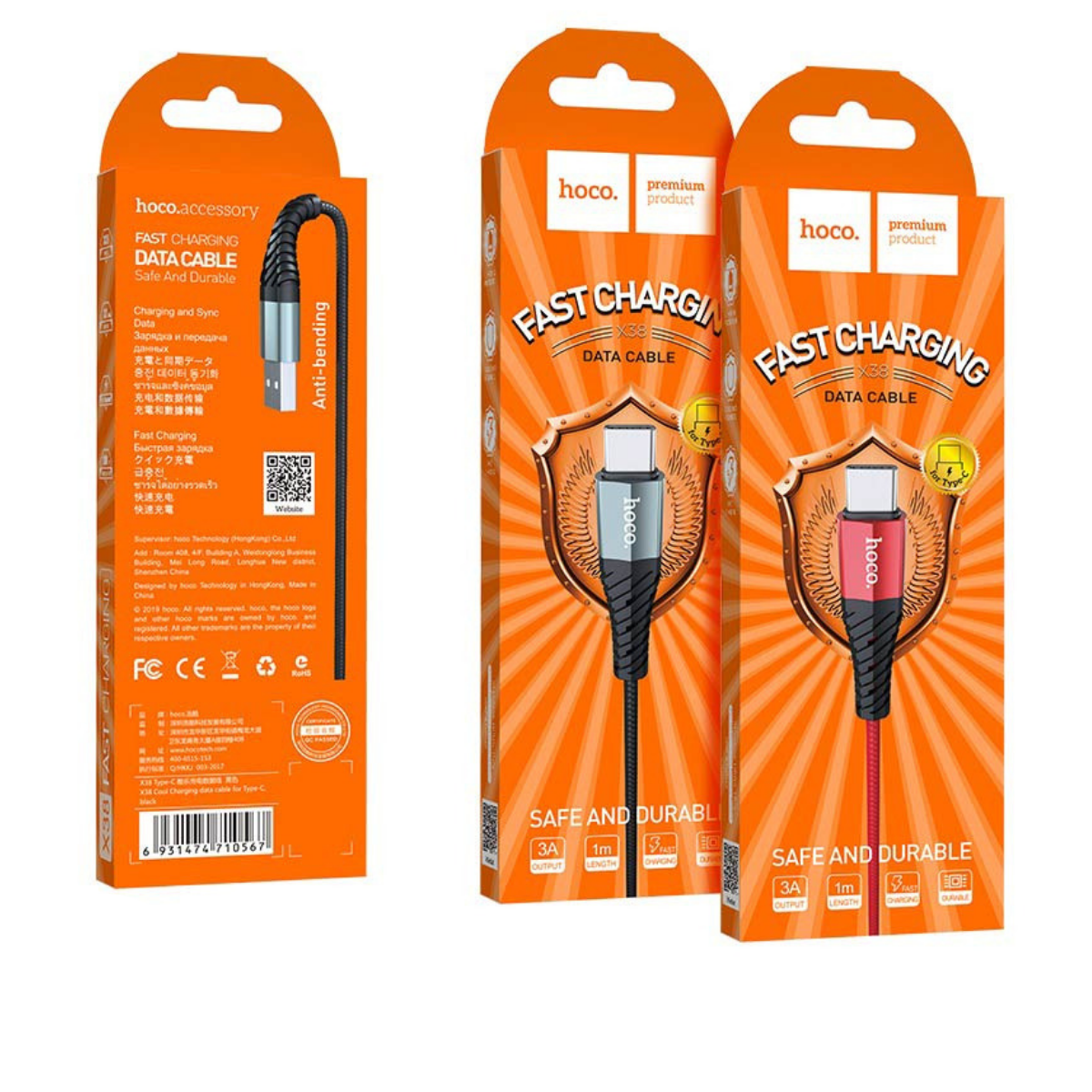Кабель Hoco X38 Cool Charging data cable for Type-C Black - фото 2