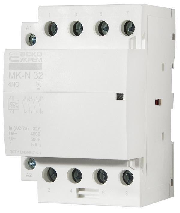 Контактор модульний АСКО MK-N 4P 32A 4NO (A0040030032) - фото 2 Контактор модульний АСКО MK-N 4P 32A 4NO (A0040030032) - фото 2