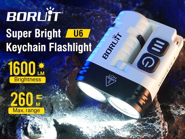 Ліхтар акумуляторний Boruit U6 SST20 EDC 20W 1600lm Type-C 18350 на 1100 mAh IP68 Білий (BORUIT-U6SST20) - фото 3 Ліхтар акумуляторний Boruit U6 SST20 EDC 20W 1600lm Type-C 18350 на 1100 mAh IP68 Білий (BORUIT-U6SST20) - фото 3