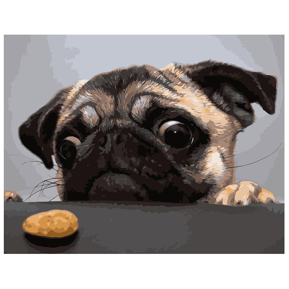 Картина по номерам Strateg Мопс и печенье 40x50 см (VA-1728)