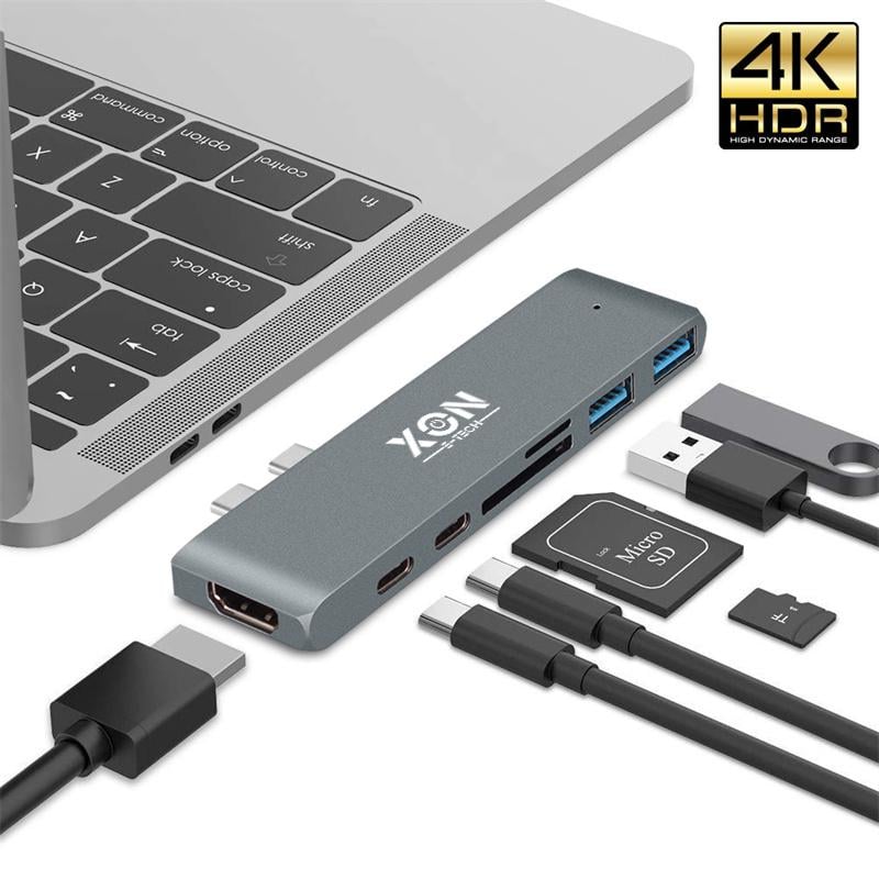 USB-хаб XON SmartHub Pro 7в1 Серый (UHCCP074300G 5191) - фото 4