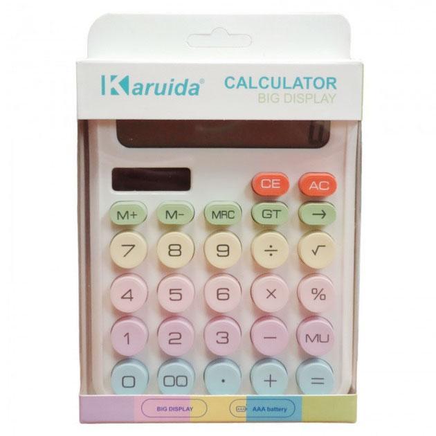 Калькулятор Karuida KK-2280 с круглыми кнопками разного цвета Белый (1010877-White)