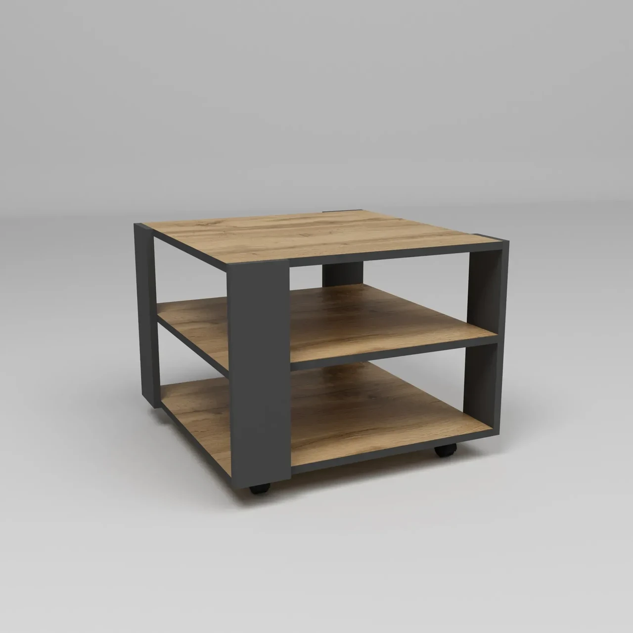 Стіл журнальний на коліщатках Kontinent Kvant №4 60х60х45 см Дуб Аппалачі/Антрацит (52489855) - фото 1 Стіл журнальний на коліщатках Kontinent Kvant №4 60х60х45 см Дуб Аппалачі/Антрацит (52489855) - фото 1