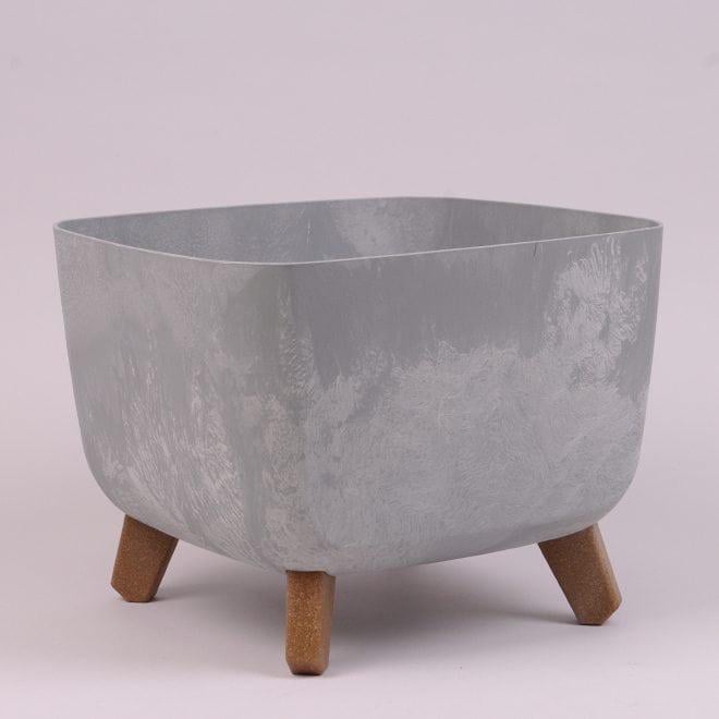 Горшок пластиковый Flora Gracia Square Beton Effect на ножках 29x29 см Бетон (93481)