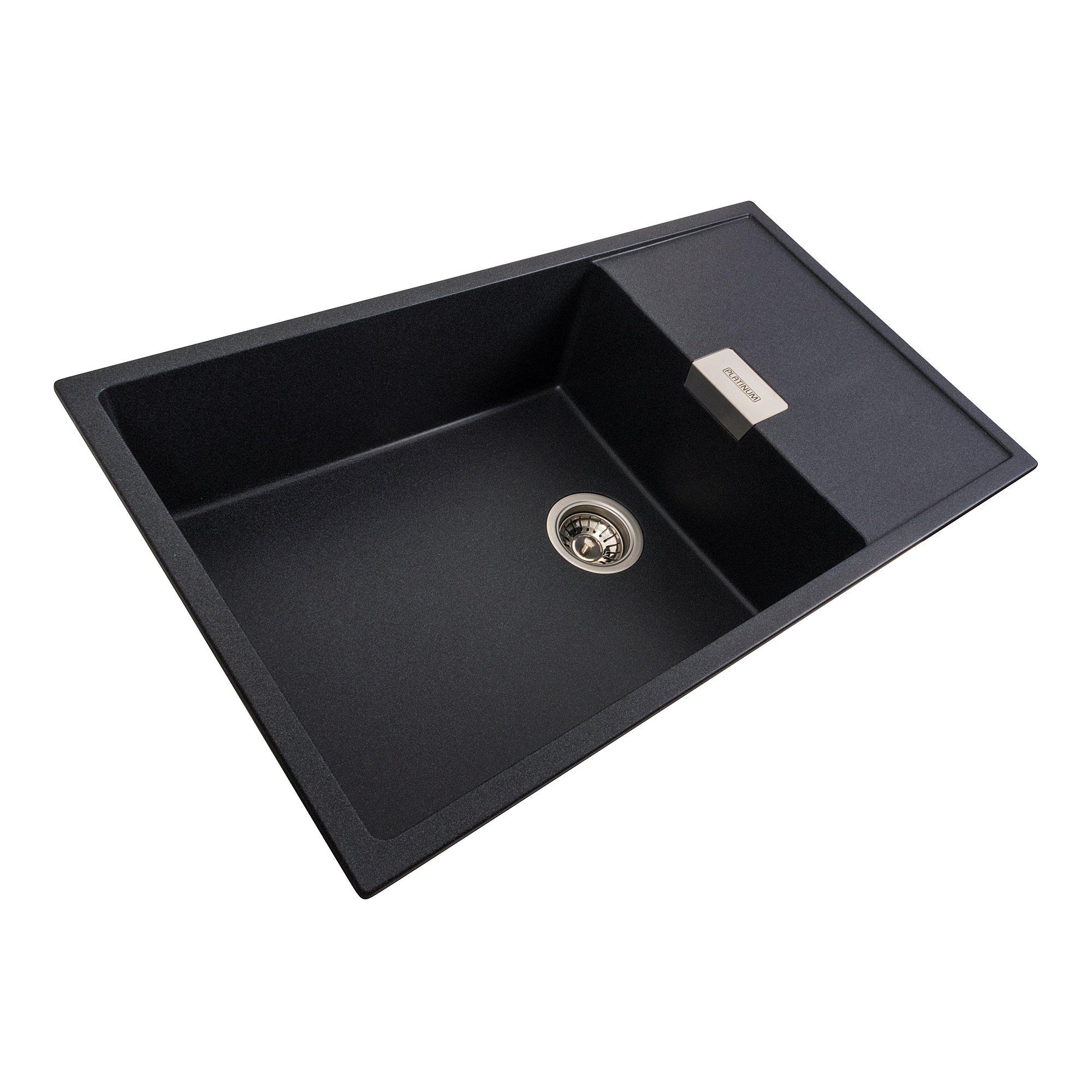 Мийка для кухні гранітна Platinum 8650 DIAMOND матова Карбон - фото 2 Мийка для кухні гранітна Platinum 8650 DIAMOND матова Карбон - фото 2