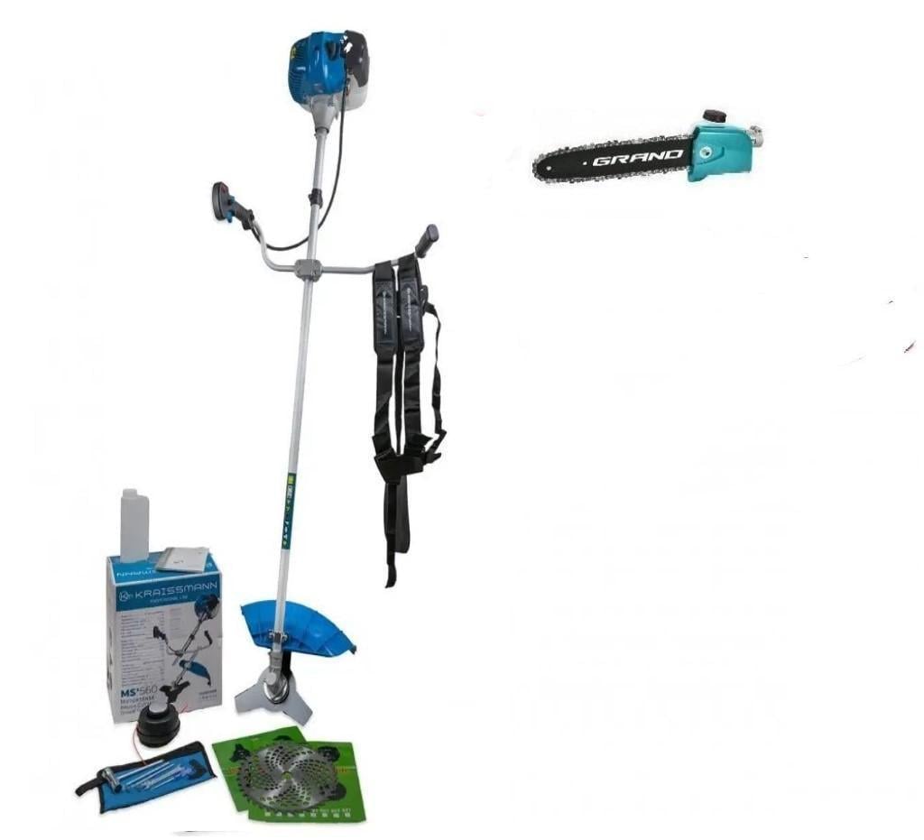 Бензокоса KRAISSMANN MS'560 ремень/ножи 3Т-40Т/зубчатая фреза с победной напайкой/катушка с леской/насадка высоторез/шина 300 мм (24605298)