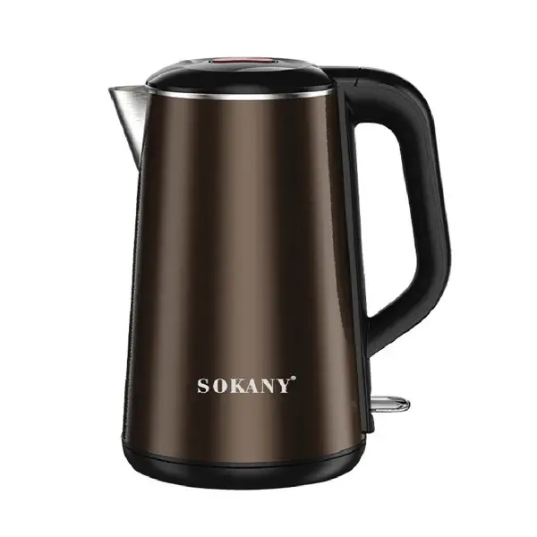 Електрочайник із захистом від перегріву Sokany SK-2203 дисковий 2,2 л Коричневий металік (147-107-SK2203)