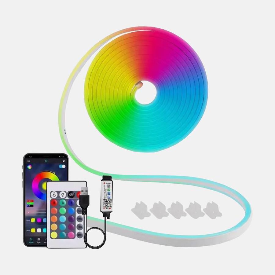 Лента умная неоновая RGB Neon Strip Bluetooth с пультом и управлением с телефона 5 м