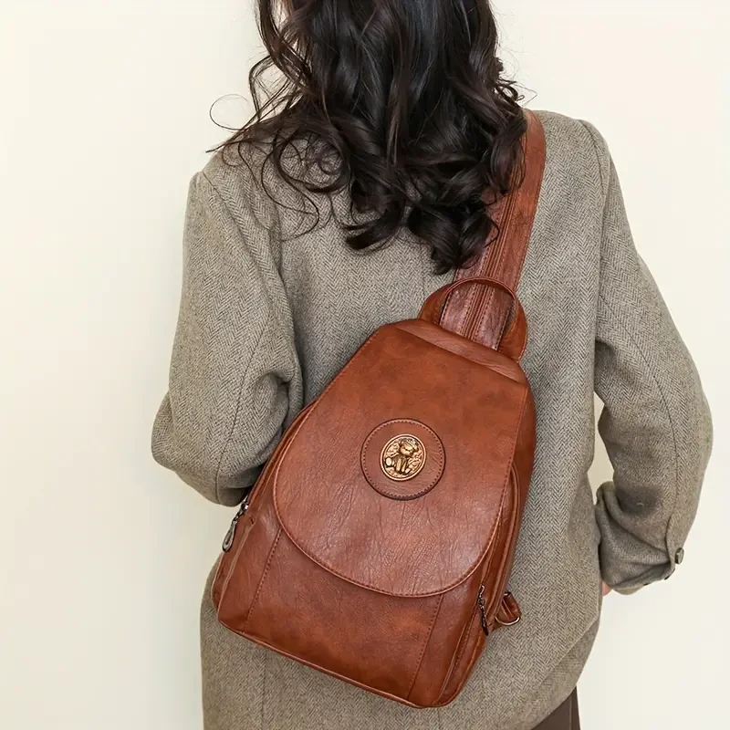 Рюкзак жіночий в ретро-стилі на 1-2 лямках шкіряний (Р-013) - фото 2 Рюкзак жіночий в ретро-стилі на 1-2 лямках шкіряний (Р-013) - фото 2