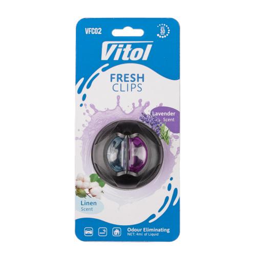 Ароматизатор для авто Vitol Fresh Clips Linen/Lavender на дефлектор (23194261)