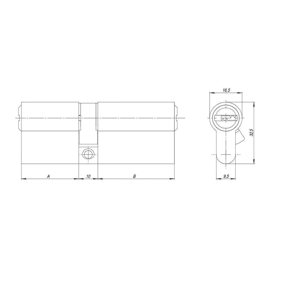 Цилиндровый механизм Ajax AZ200/60 25+10+25 CP Хром - фото 2