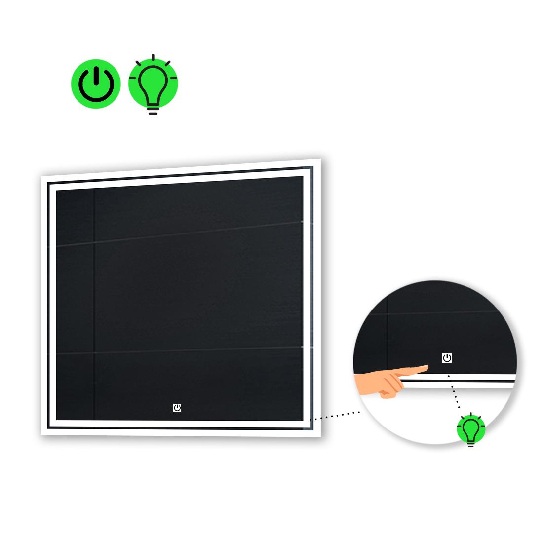 Зеркало с LED подсветкой Marita с сенсорной кнопкой управления 100x100 см (Maritak32)