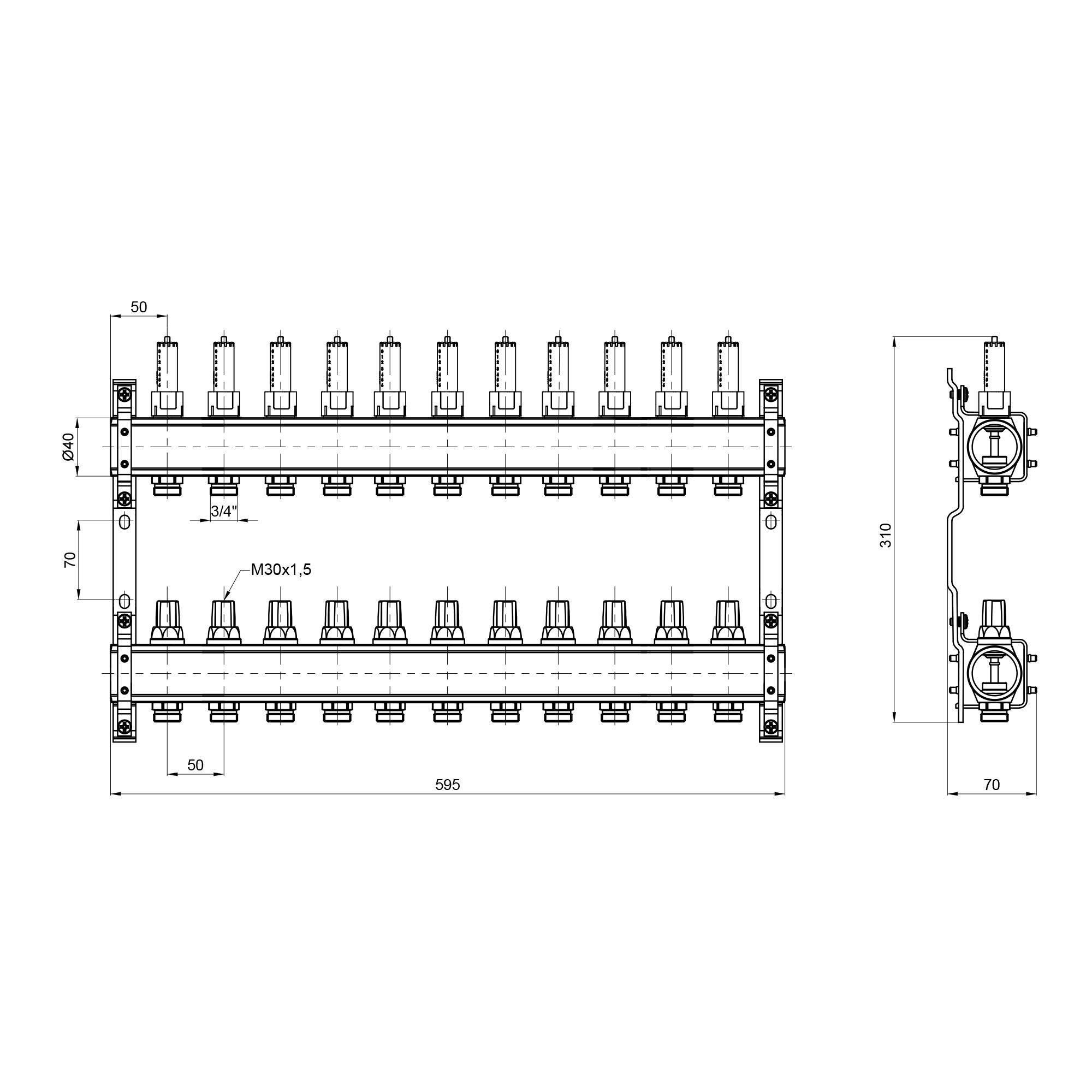 Коллектор с расходомерами SD Plus 1" 11 выходов (SD00411) - фото 2 Коллектор с расходомерами SD Plus 1" 11 выходов (SD00411) - фото 2