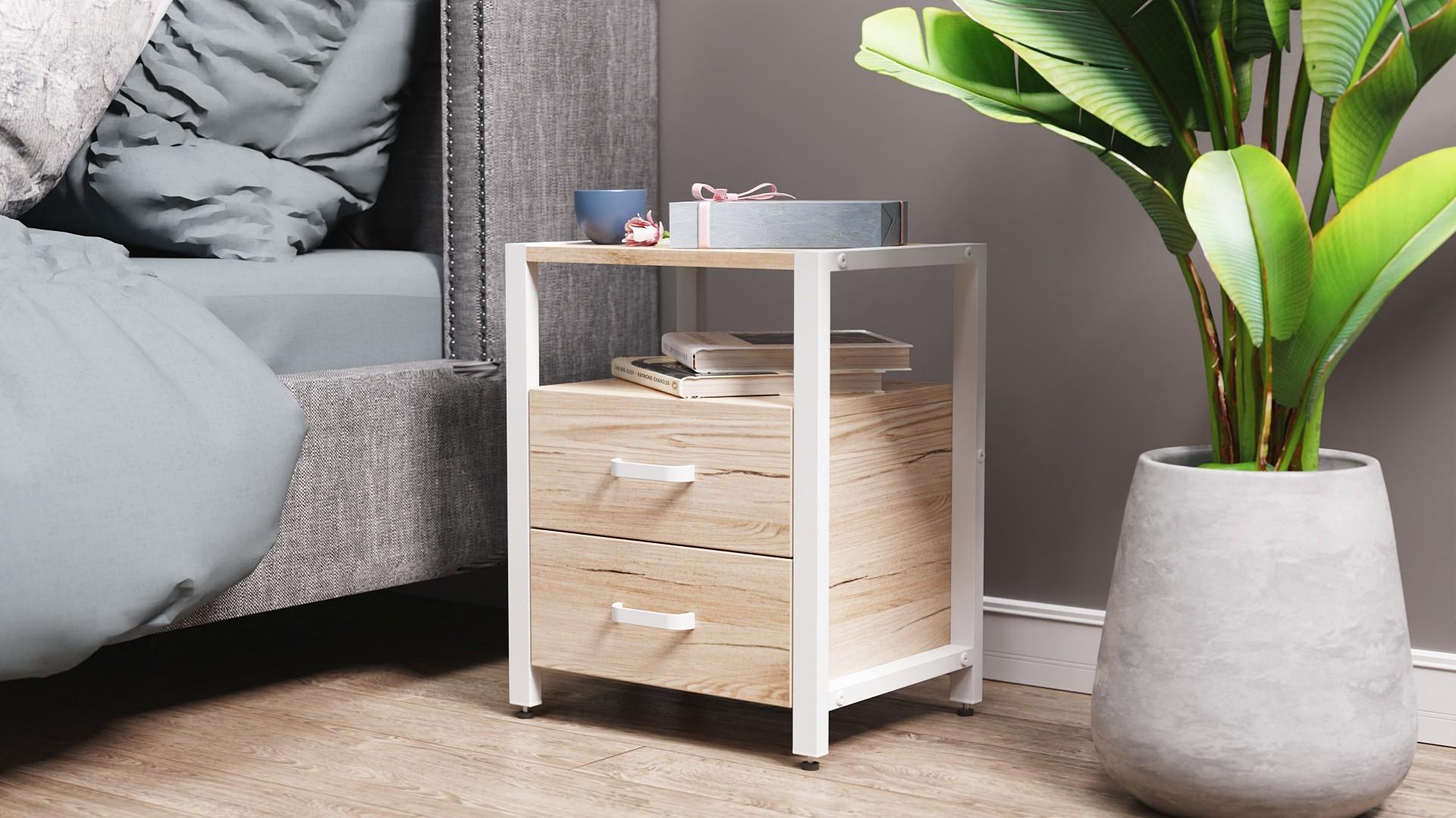 Тумба универсальная Ferrum-decor Вивьен 2/2 ДСП 16 мм 50x41x40 см Белый/Дуб Артизан (FRD-104162)