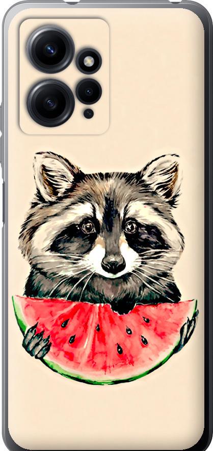 Чехол на Xiaomi Redmi Note 12 4G Енотик с арбузом (4605u-3021-42517)