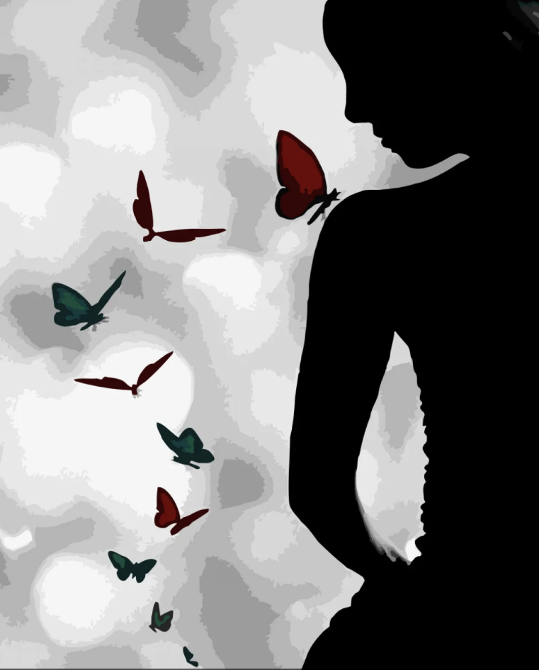 Картина по номерам Strateg Премиум Бабочки на теле с лаком и уровнем 40x50 см (SY6781)