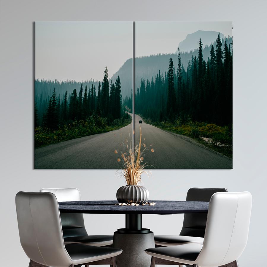 Картина природа Дорога в хвойном лесу 111x81 см (A1125-2)