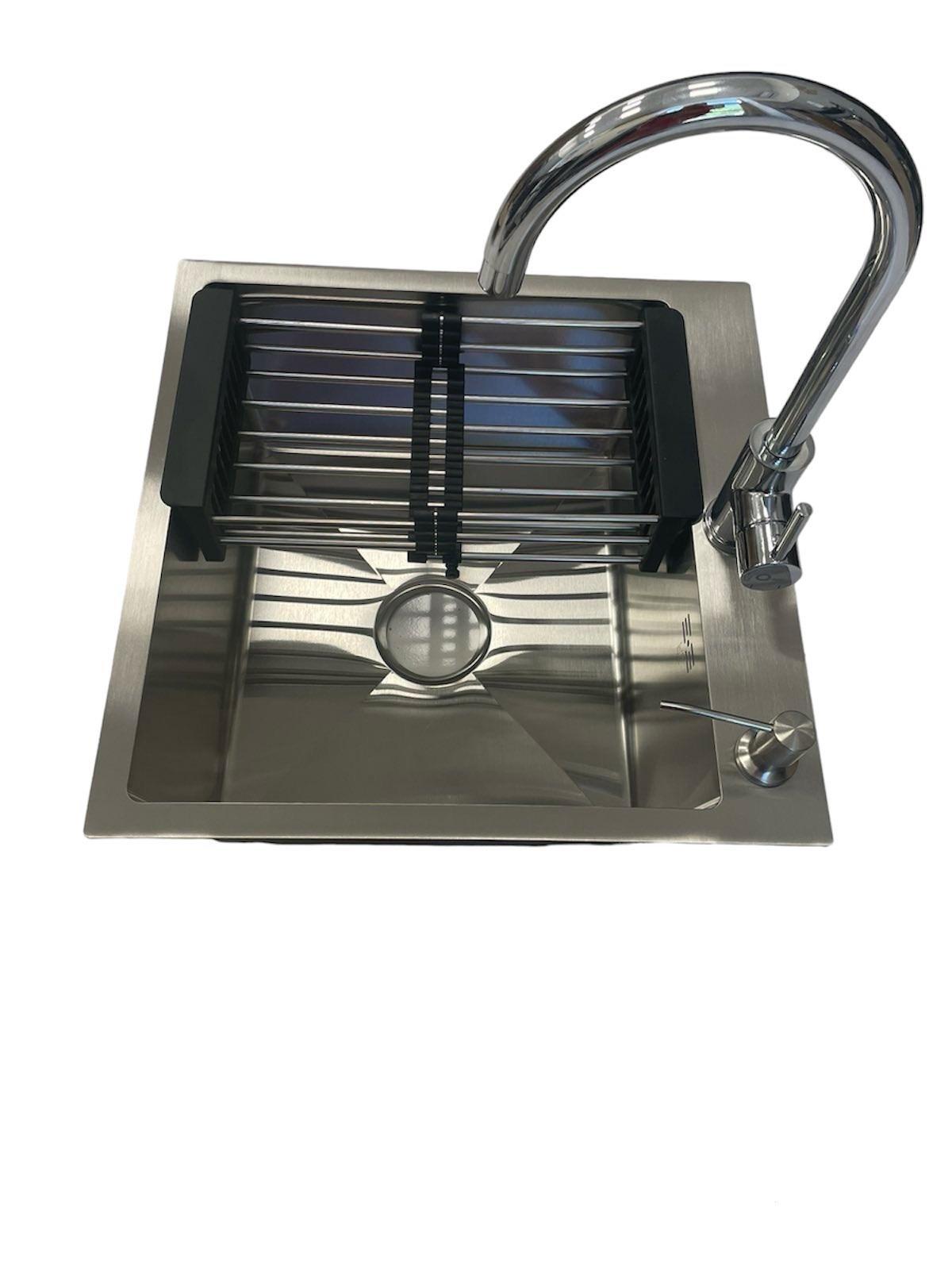 Мойка кухонная Lidz 5050 и смеситель для кухни Q-tap Spring 007F-2 с подключением к фильтру