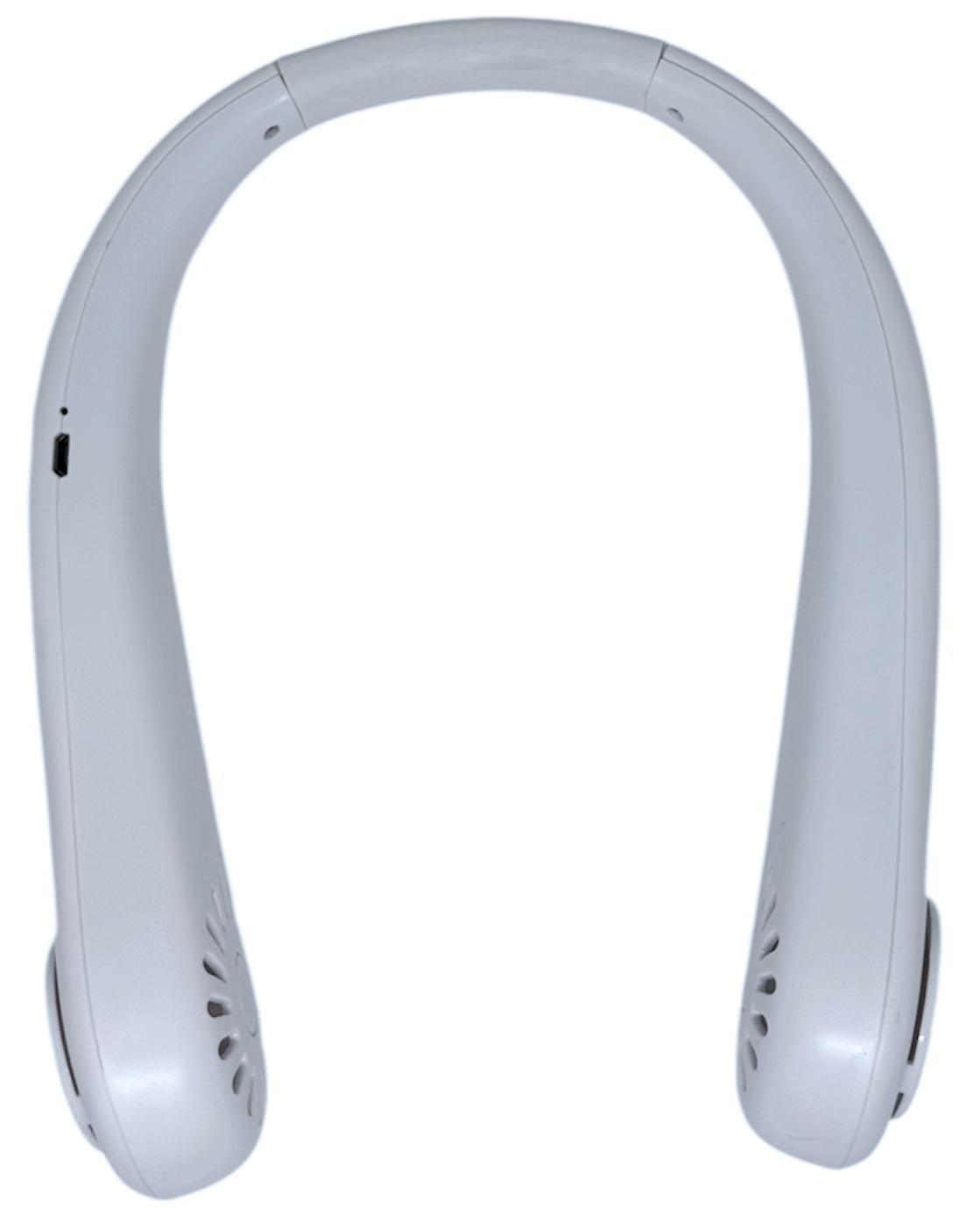 Вентилятор на шею аккумуляторный Neck Fan беслопастный портативный Micro USB Белый
