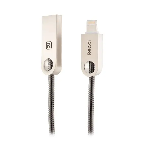 Кабель Recci RCL-C100 USB Lightning Vajra 1 м Сірий/Чорний (6955482589571) Кабель Recci RCL-C100 USB Lightning Vajra 1 м Сірий/Чорний (6955482589571)