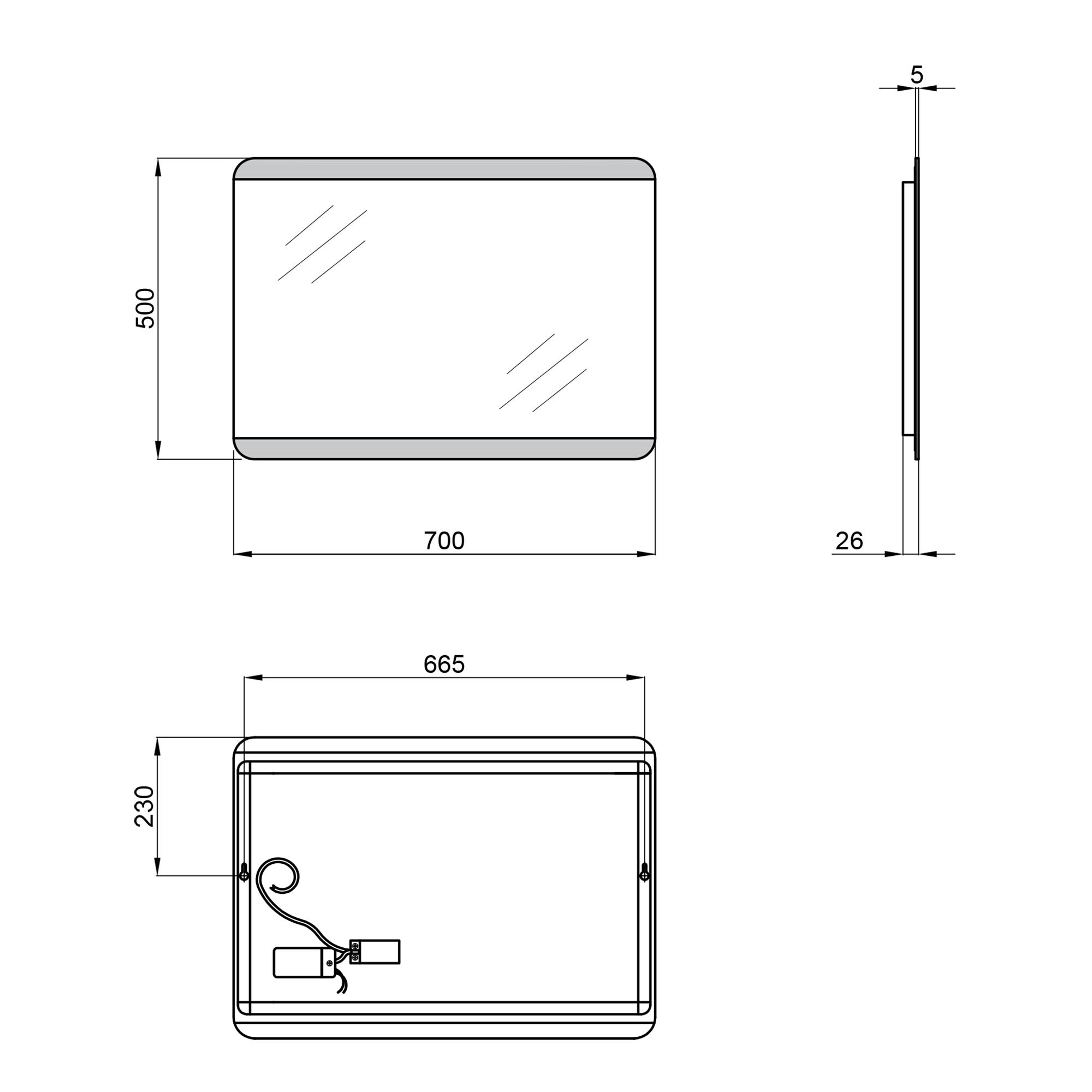 Дзеркало Q-tap QT177812085070W Tern 500х700 з LED-підсвічуванням - фото 2