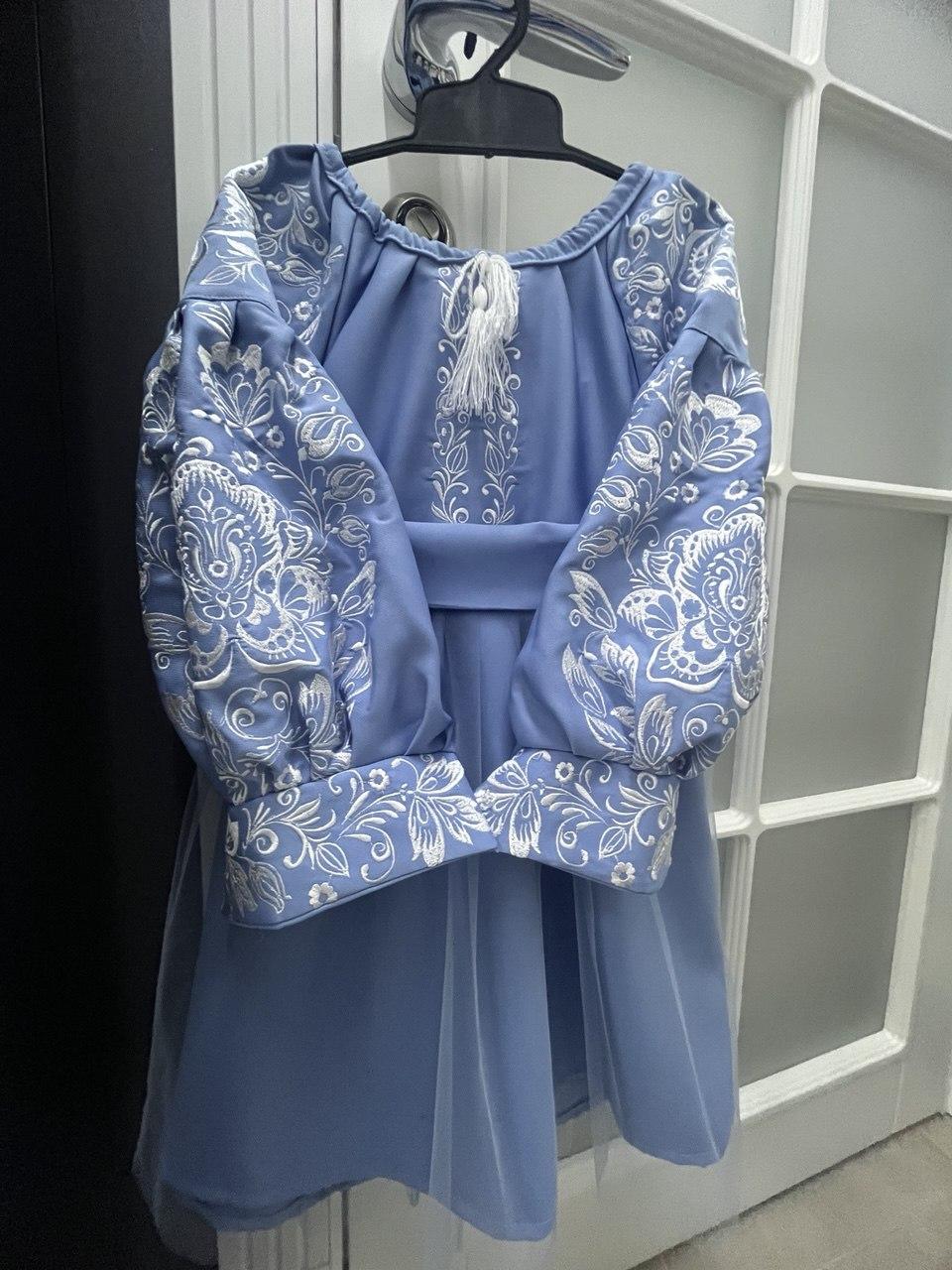 Сукня вишиванка для дівчаток Пишна 128 см Блакитний - фото 7