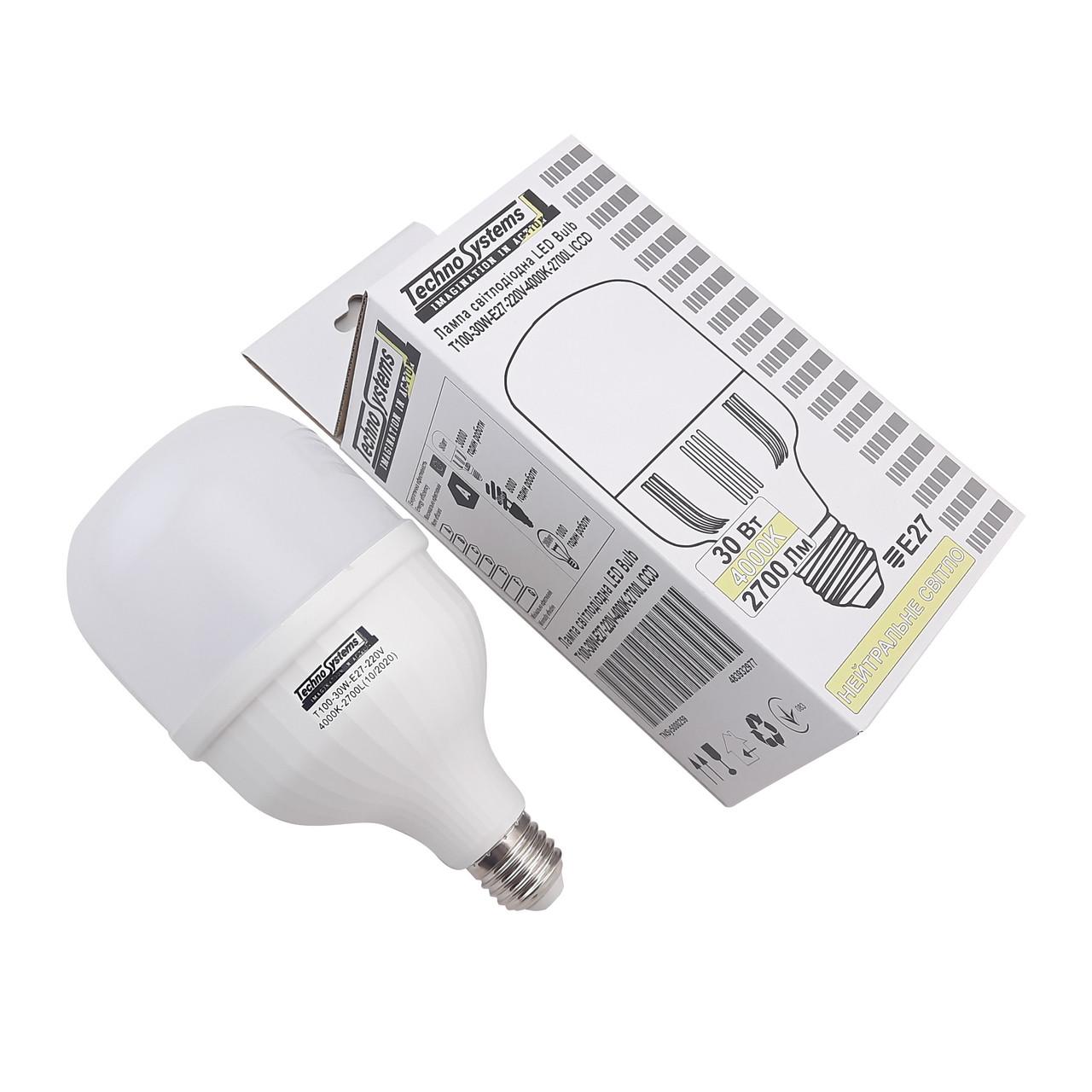 Лампа светодиодная TechnoSystems LED Bulb T100 30Вт E27 4000К 2700Лм ICCD TNSy5000259_ - фото 2