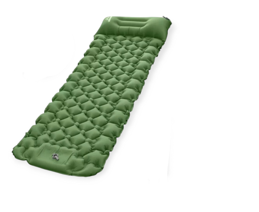 Килимок надувний Optima з подушкою та вбудованим насосом 8 см Зелений (NG-200)
