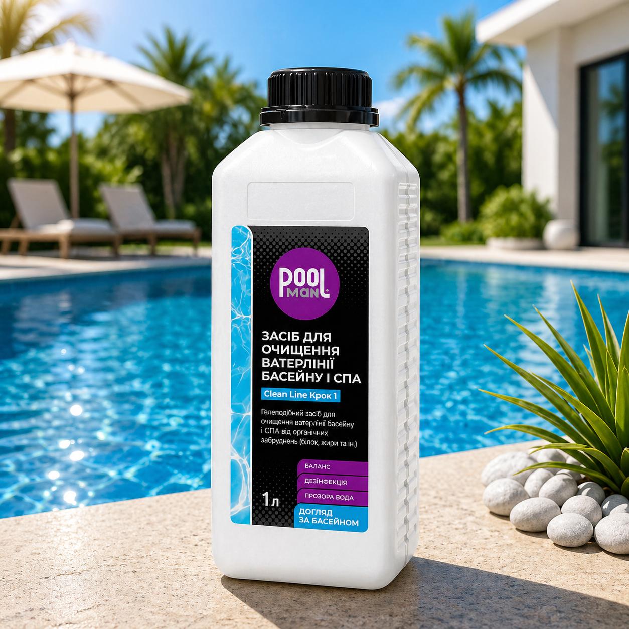 Средство для очистки ватерлинии бассейна и СПА PoolMan Шаг 1