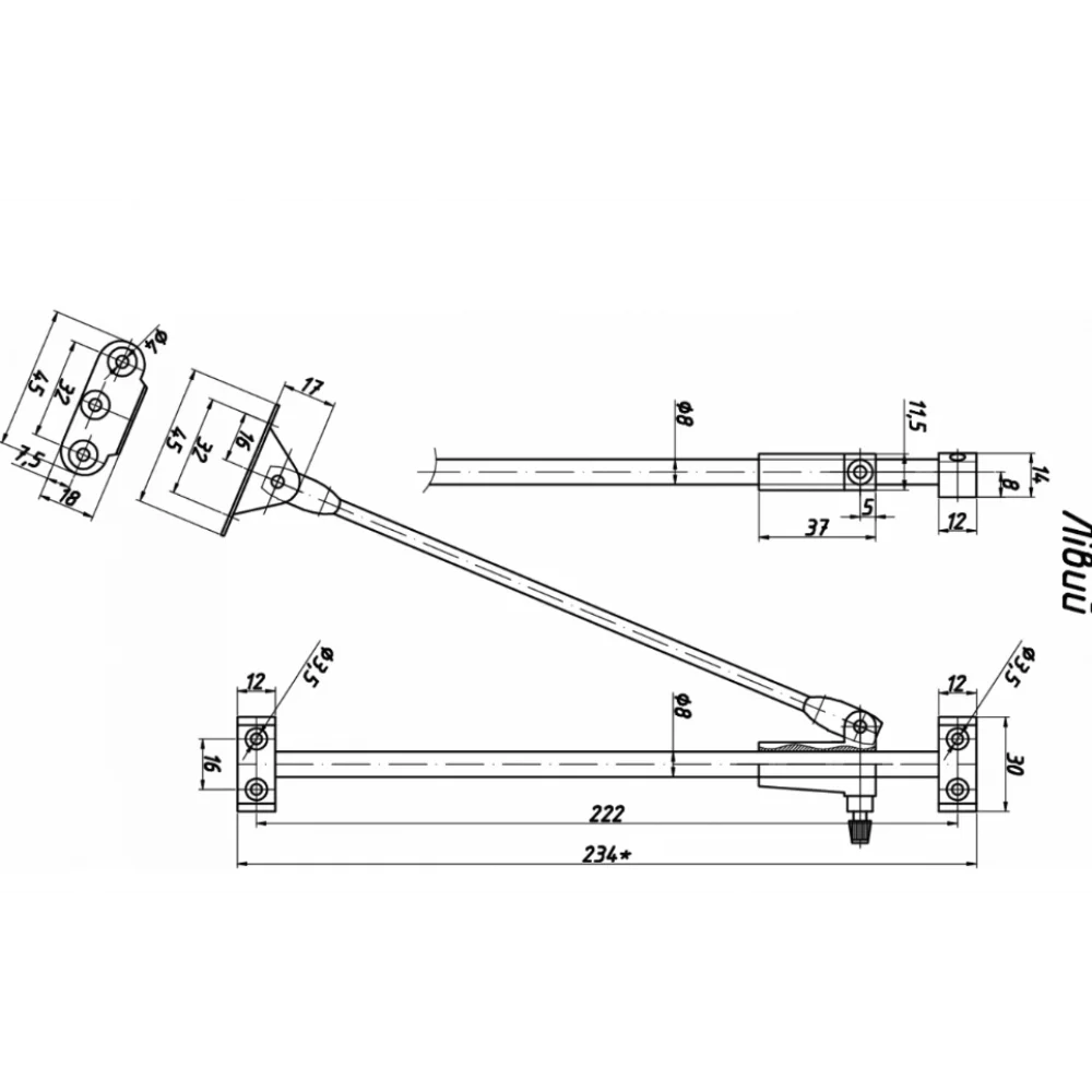 Обмежувач барних дверей Sigma Лівий відкриття вниз Коричневий (PM0493) - фото 2 Обмежувач барних дверей Sigma Лівий відкриття вниз Коричневий (PM0493) - фото 2