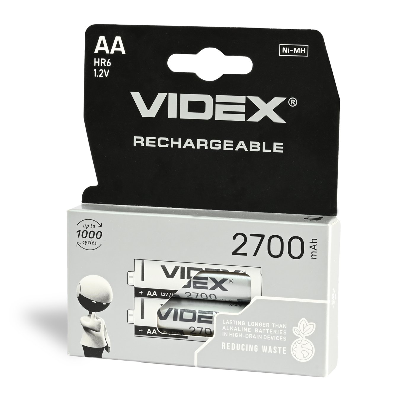 Акумулятори Videx 1,2 В HR6/AA 2700mAh double blister/2 шт. (HR6/2700/2DB)