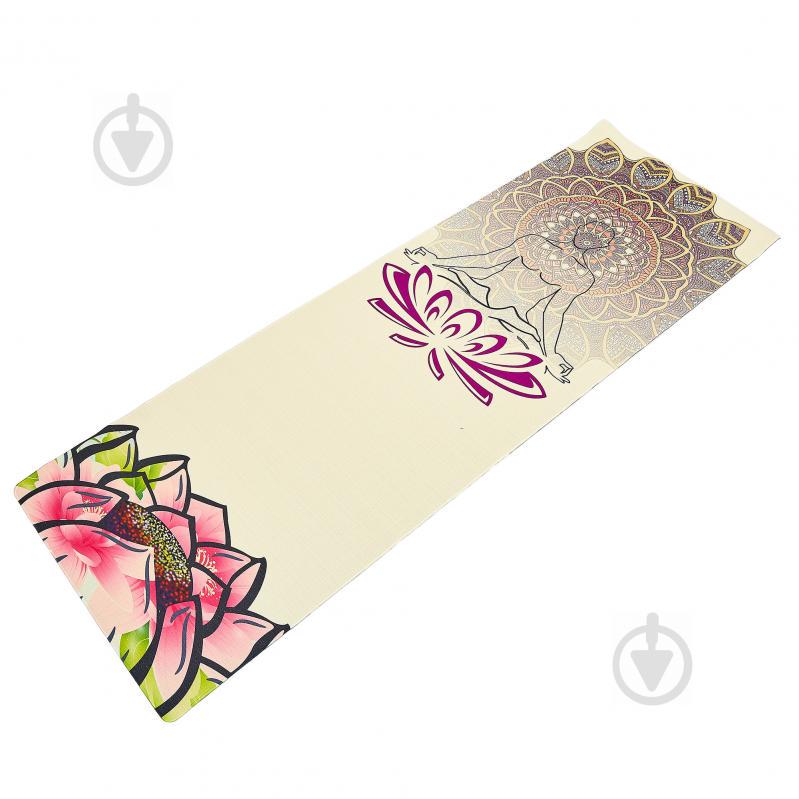 Коврик для йоги Джутовый Yoga mat двухслойный Record FI-7156-3 183смx61смx0.3см Бежевый