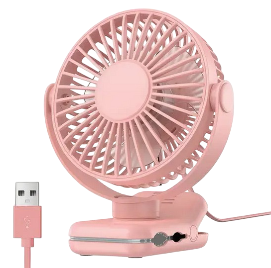 Вентилятор мини портативный на прищепке TOPK USB Clip Fan Розовый (35366133)