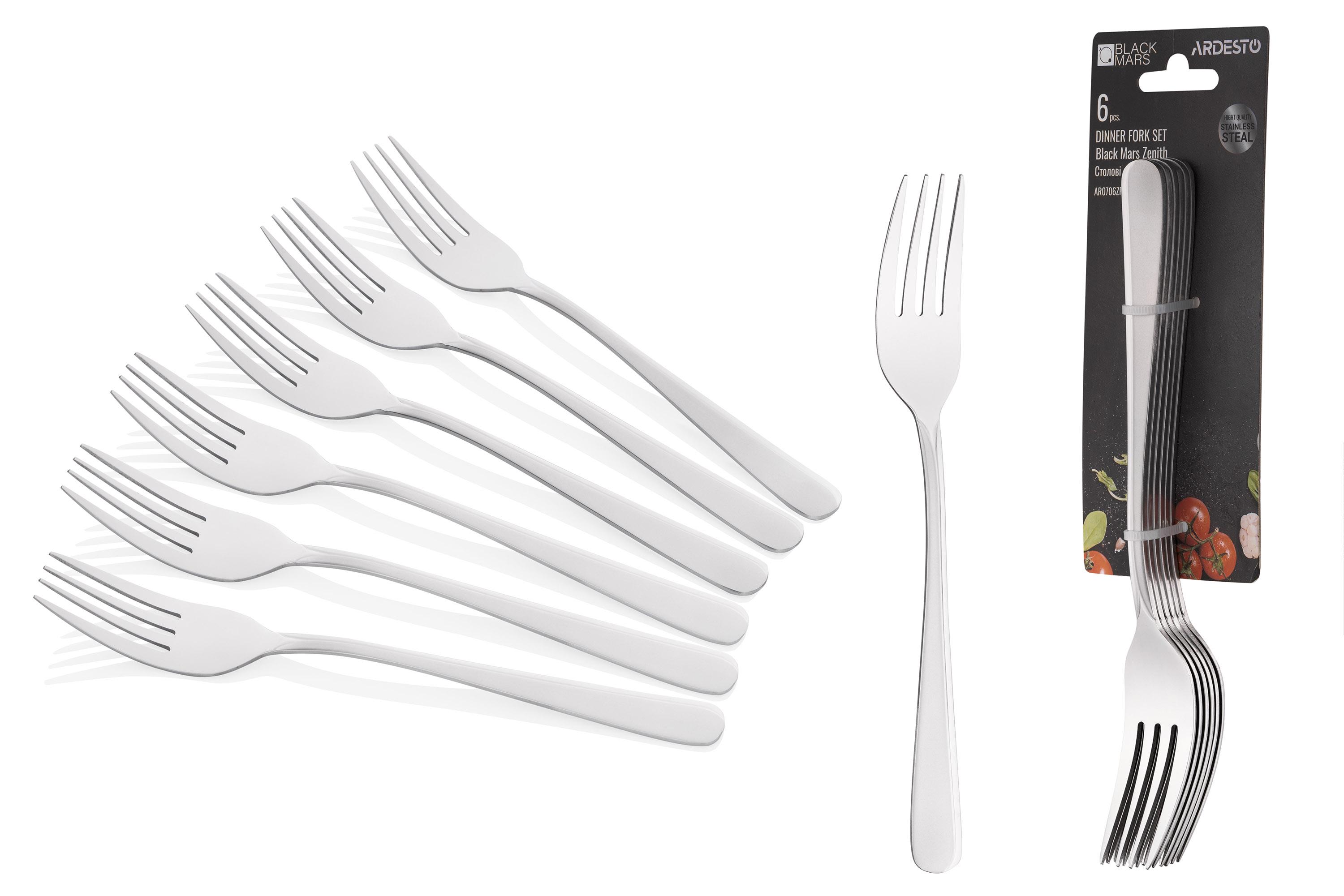 Набор столовых вилок Ardesto Black Mars Zenith нержавеющая сталь 6 шт в уп. (AR0706ZF) - фото 2 Набор столовых вилок Ardesto Black Mars Zenith нержавеющая сталь 6 шт в уп. (AR0706ZF) - фото 2