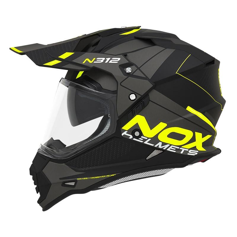 Мотошлем NOX N312 Drone M Matt Black/Fluo Yellow (35699)
