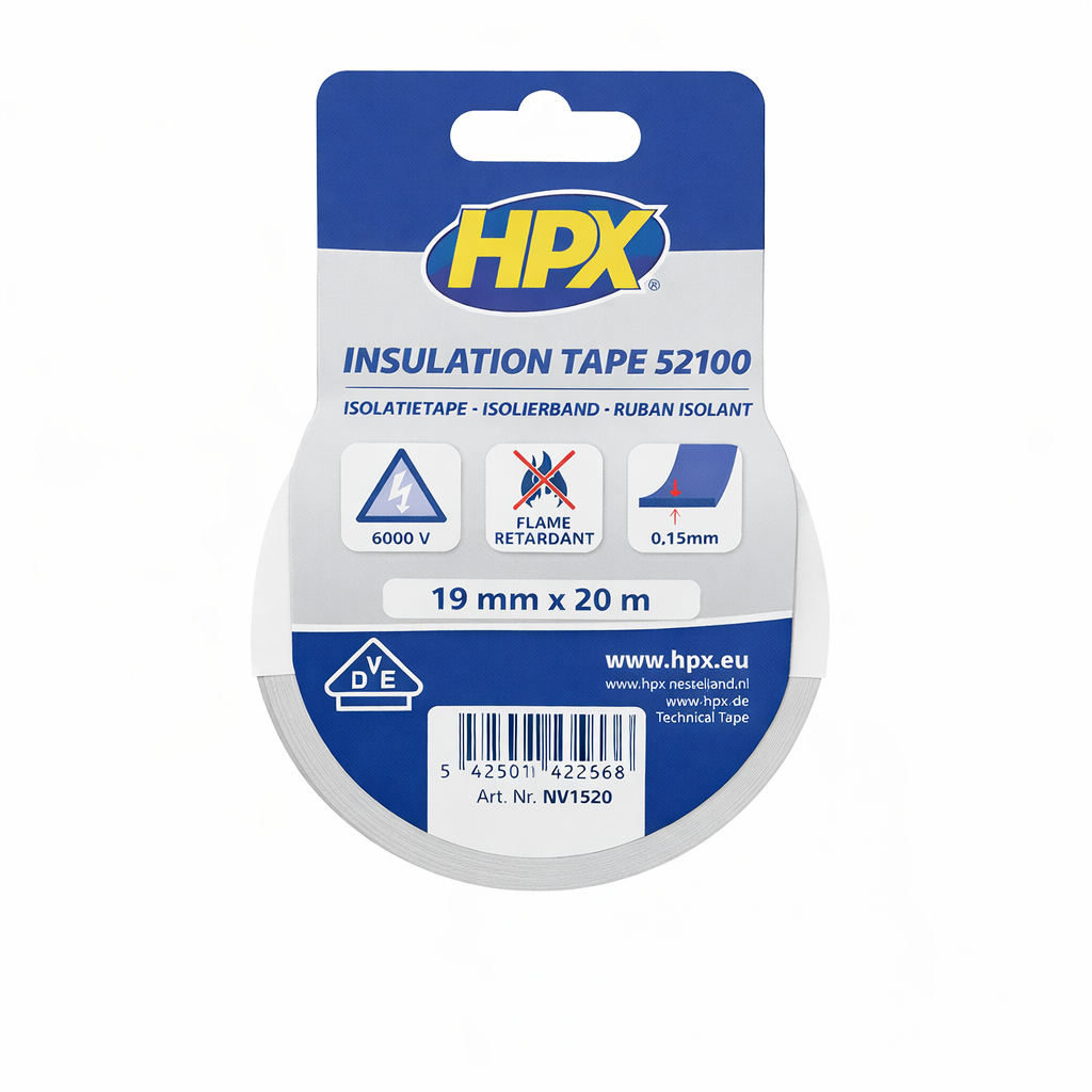 Изоляционная лента HPX IW1910 HPX52100 ПВХ влаго/износостойкая 19 мм/20 м Белый (31980384)