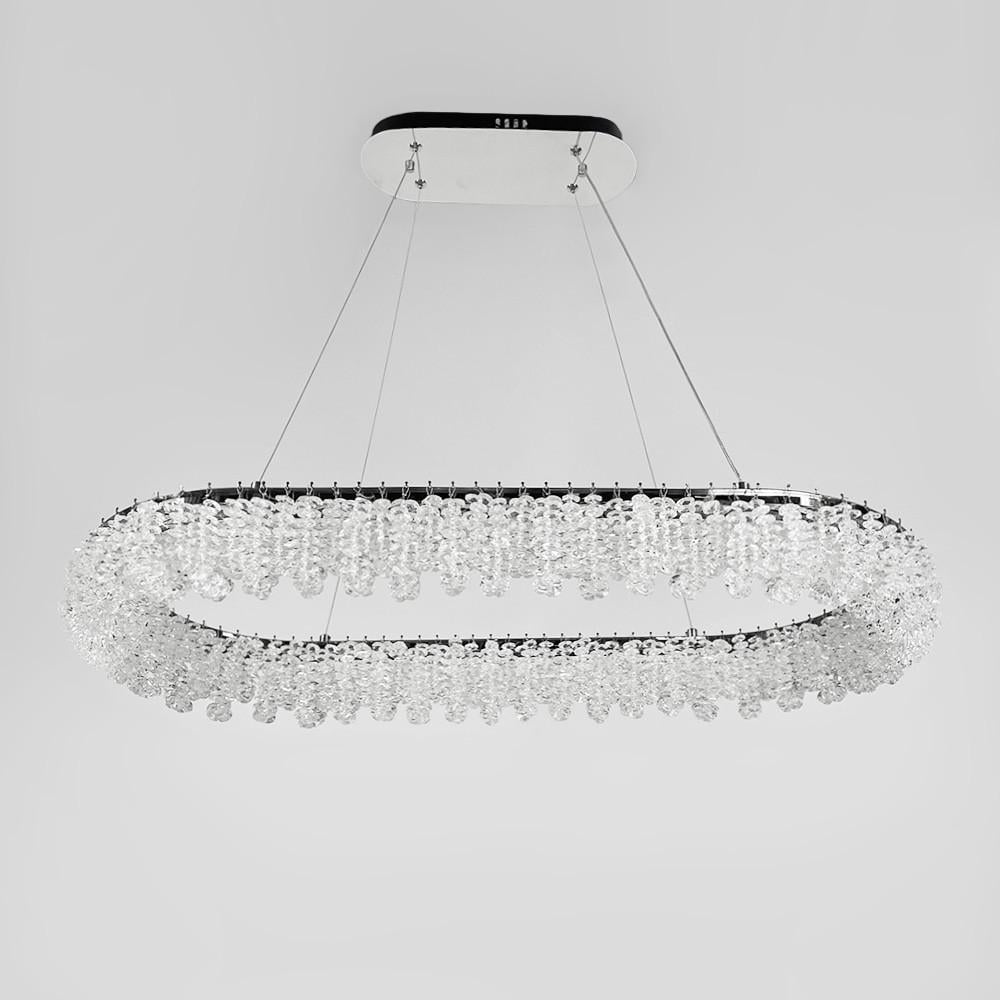 Люстра кольцевая овальная хрустальная 80х38 см Хром (33038L-800х380 CH)