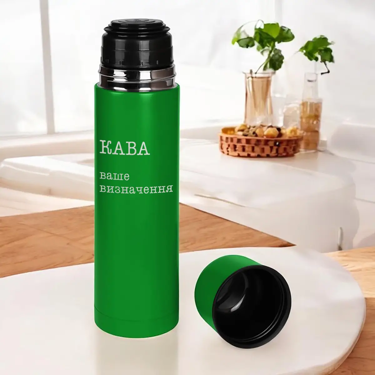 Термос Camp "Кава" персонализация деревянная подарочная коробка 750 мл Зеленый (8-6-5014199)