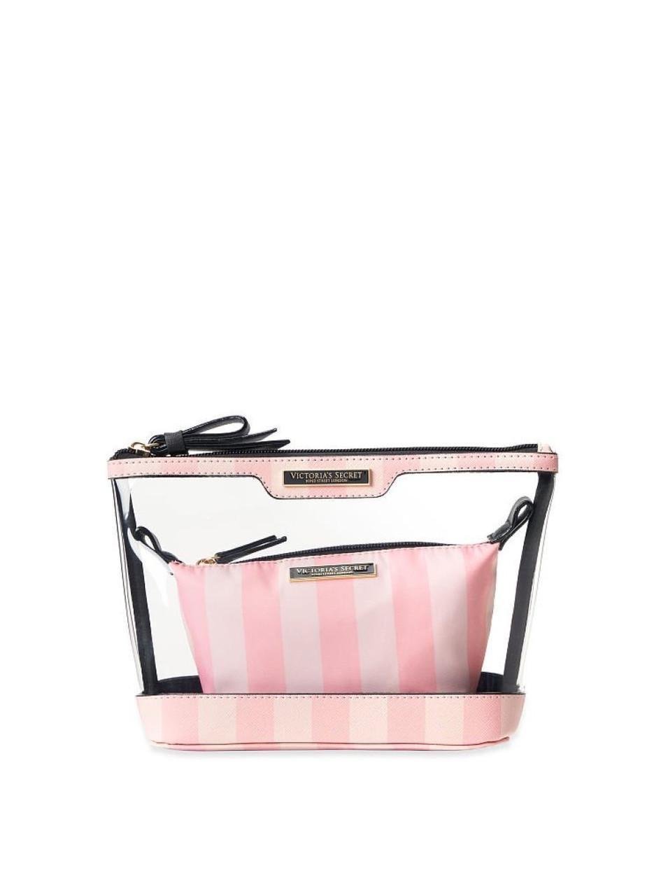 Косметичка Victoria's Secret 2в1 Piece Makeup Bag Pink Stripe