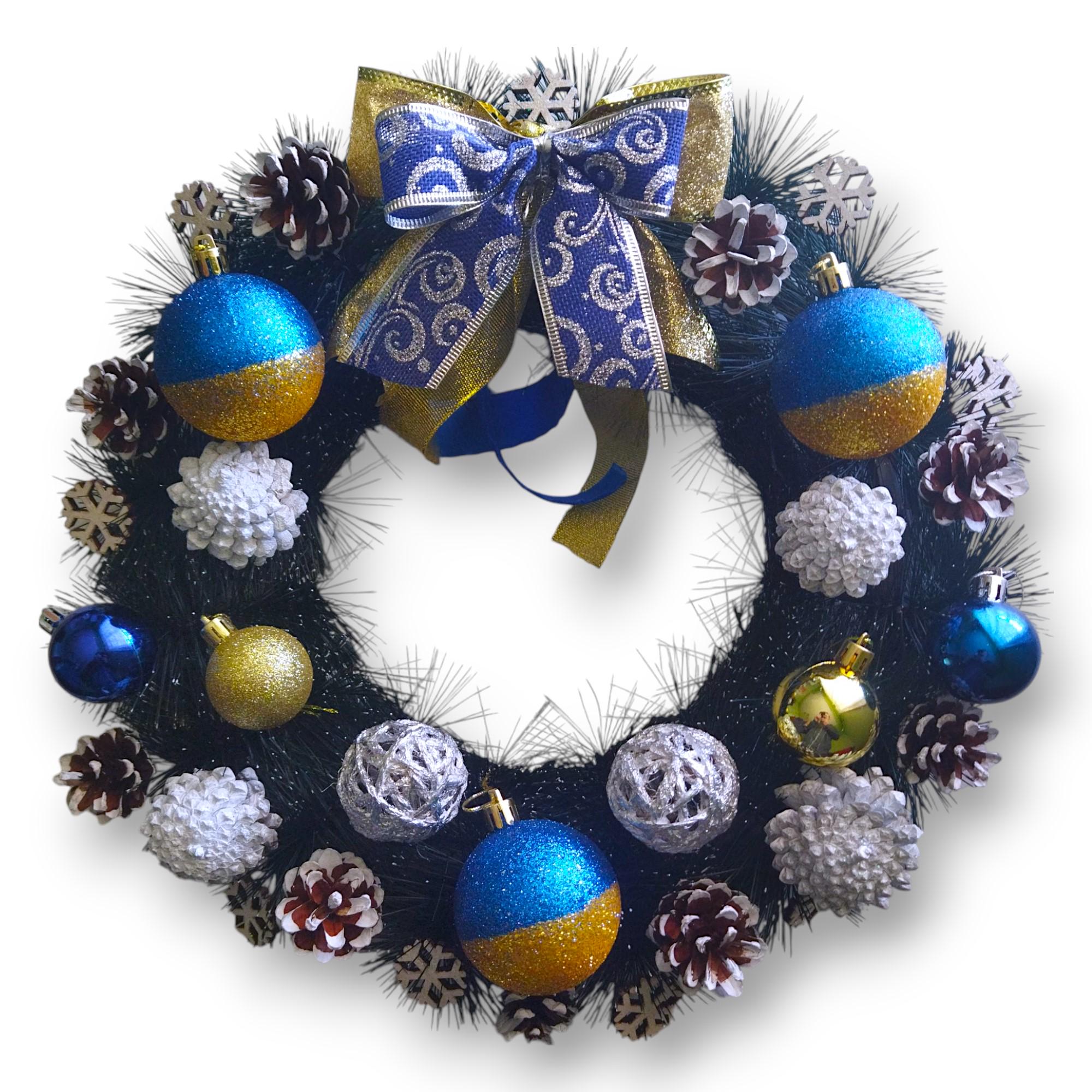 Венок новогодний Blue&Yellow III 33 см Разноцветный (HC33)