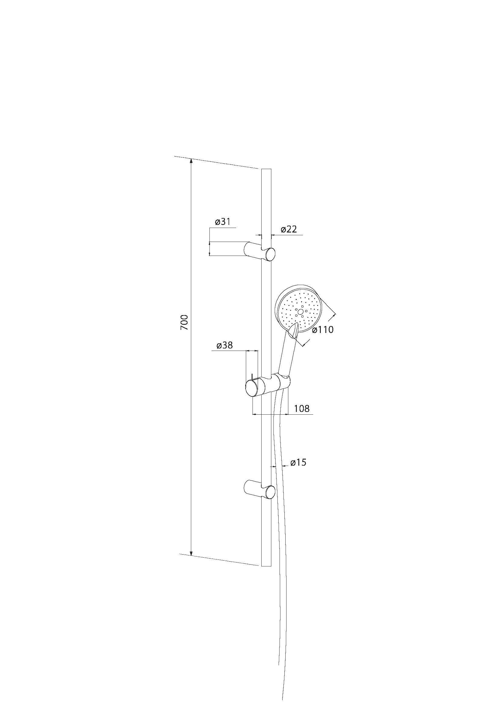 Душевой комплект со штангой Damixa Origin One 918100000 Хром (131889) - фото 2