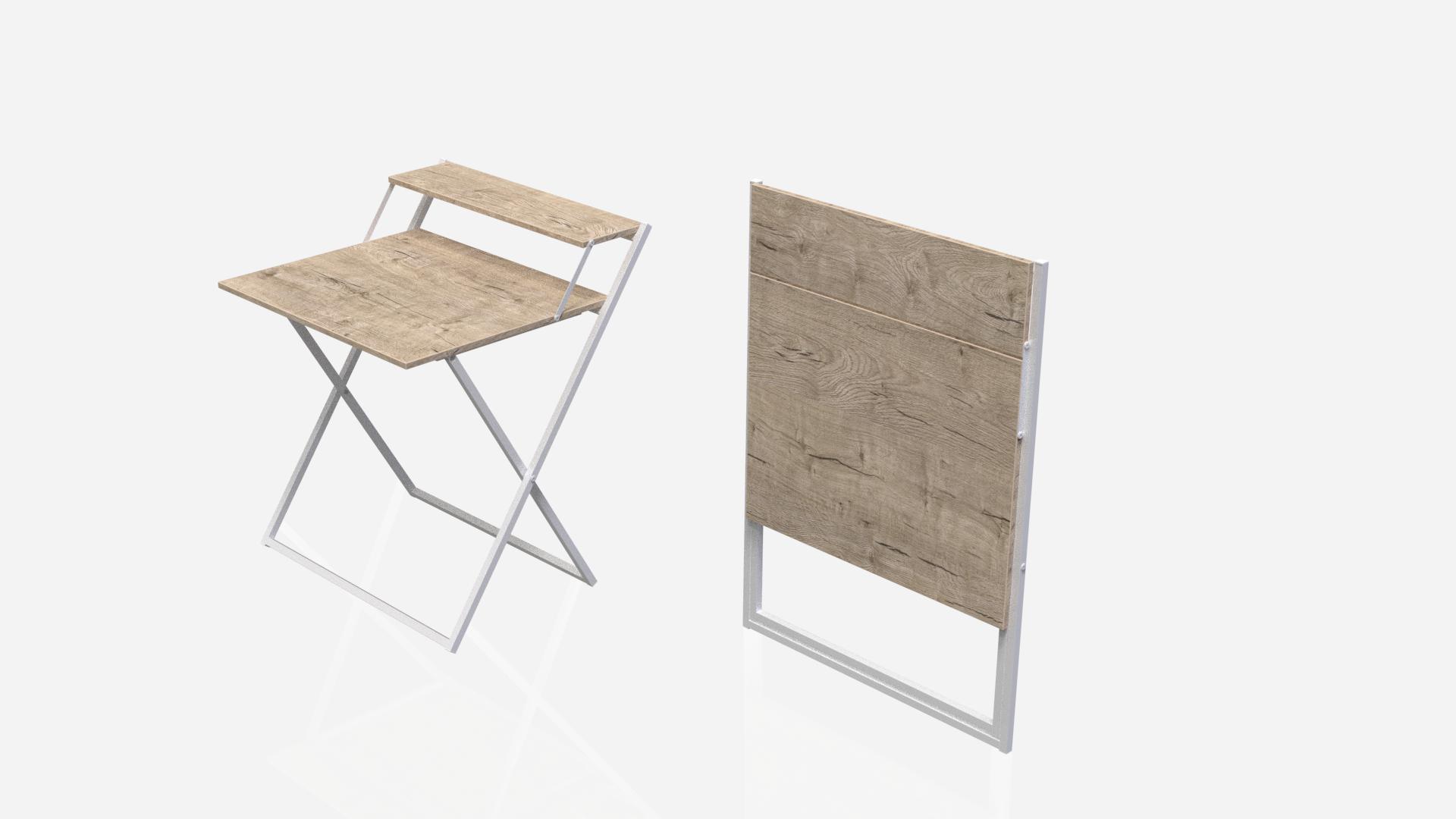 Стол трансформер компьютерный Ferrum-decor Компакт 2 16 мм 750x790x720 мм металл Белый/ДСП Дуб Шервуд (KOM209) - фото 5