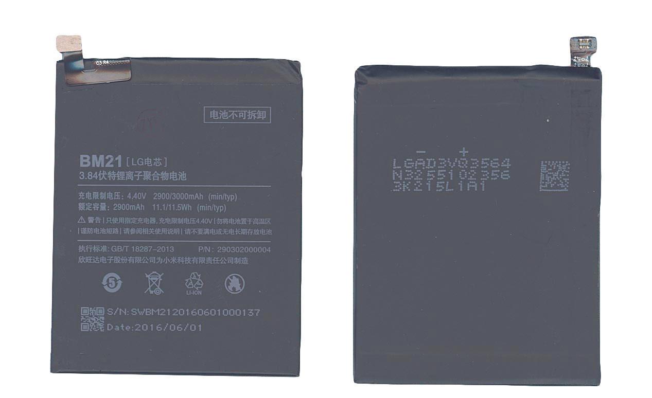 Аккумулятор для смартфона Xiaomi BM21 Mi Note 3,84V 3000 mAh 11,5 Wh Black