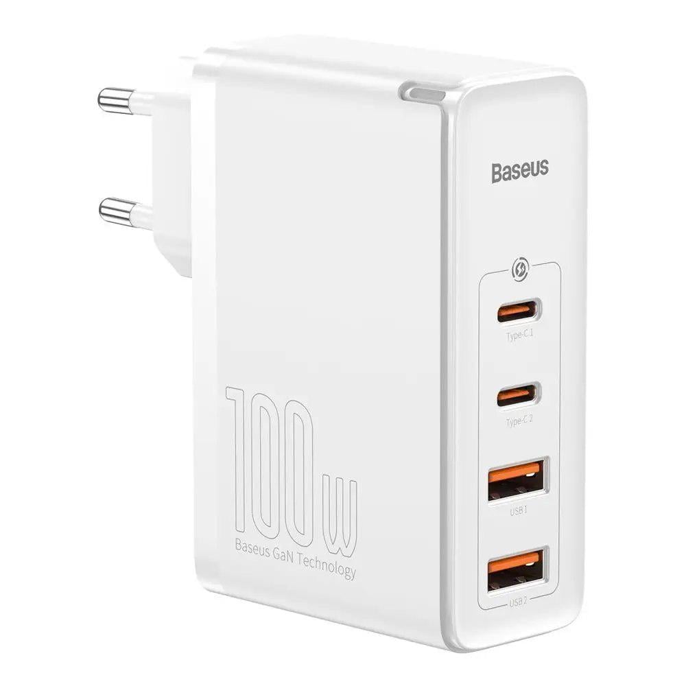 Зарядний пристрій BASEUS 100W Quick GaN2 Pro QC4.0+PD3.0 2USB+2Type-C 5A із кабелем Type-C to Type-C 100W 20V/5A 1 м White