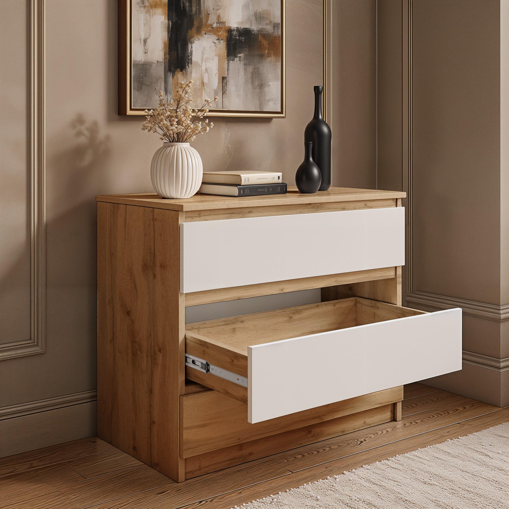 Комод на 3 шухляди без ручок FT-214 800х400х755 мм Дуб Аппалачі/Білий - фото 3 Комод на 3 шухляди без ручок FT-214 800х400х755 мм Дуб Аппалачі/Білий - фото 3