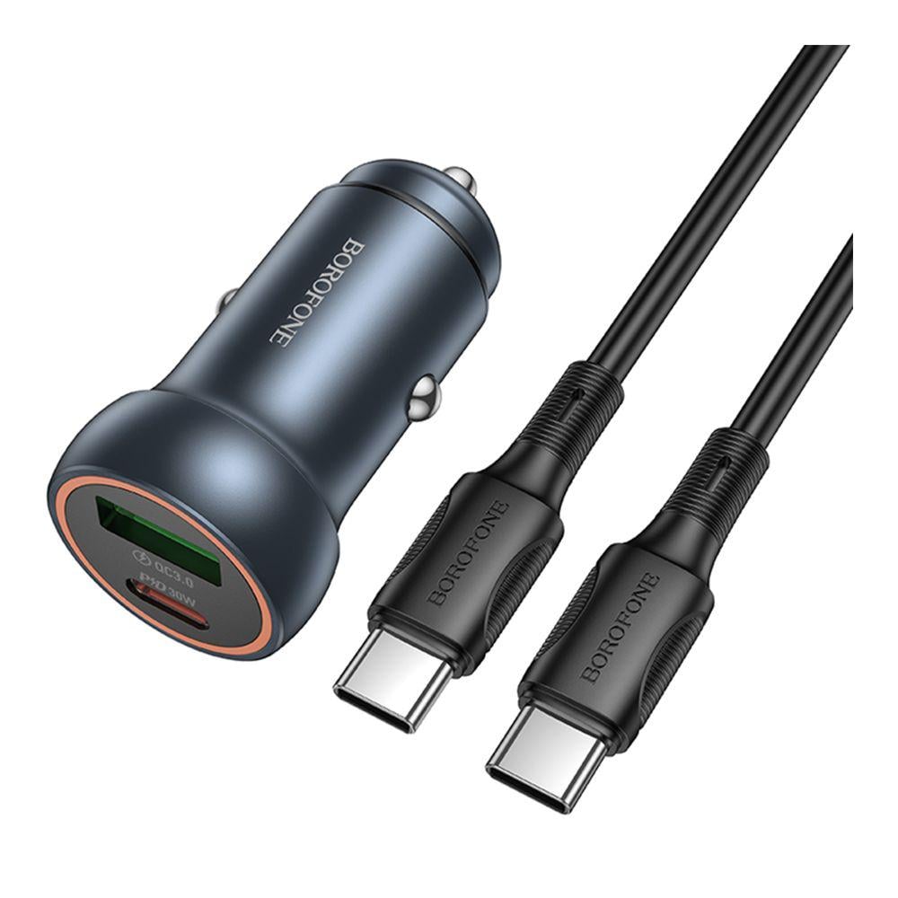 Зарядний пристрій автомобільний Borofone BZ32A 1USB/1USB-C QC/PD30W+Type-C to Type-C (28161097)