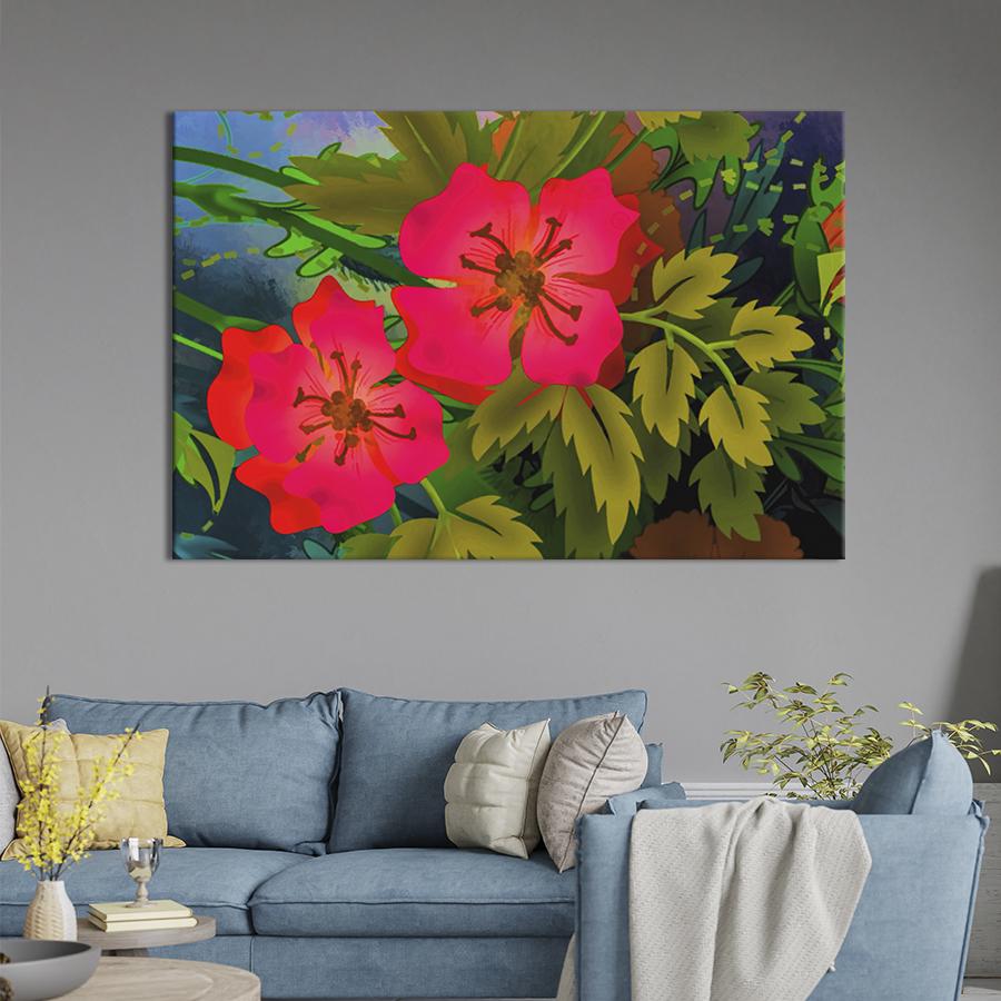 Картина на холсте Розовые цветы шиповника 75x50 см (769-1)