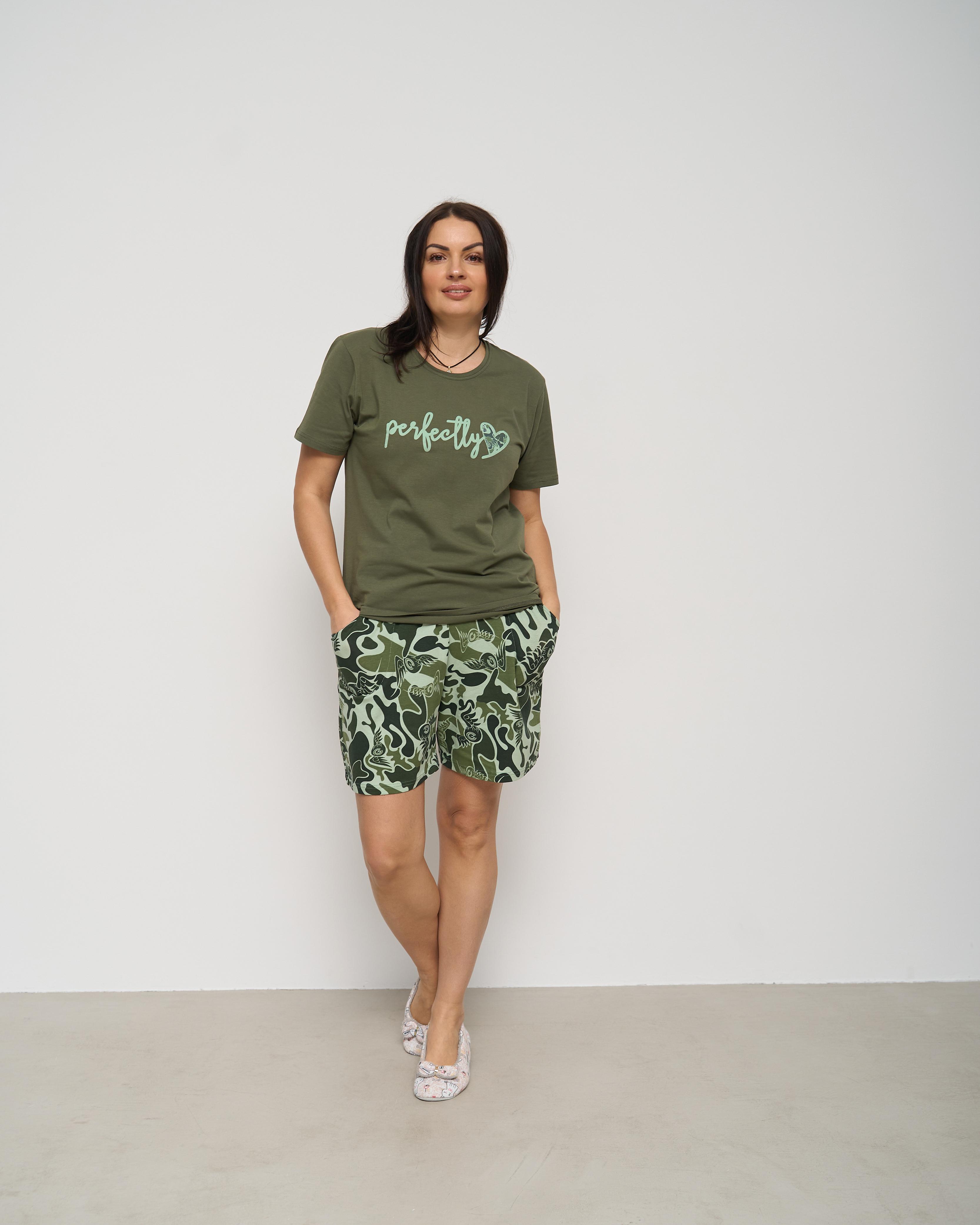 Пижама батальная с шортами Perfectly 2XL Хаки (28021)